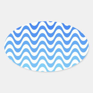 Sticker Ovale Ondes bleues dégradantes