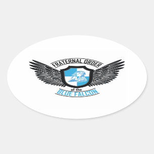 Sticker Ovale Ordre fraternel de l'autocollant bleu de faucon