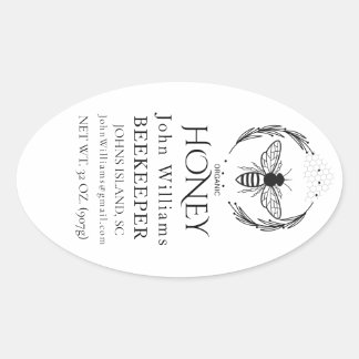 Sticker Ovale Organic honey bee queen 