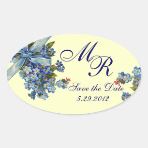 Sticker Ovale OUBLIEZ-MOI NOTES MONOGRAM, MARIAGE PARTY crème bl