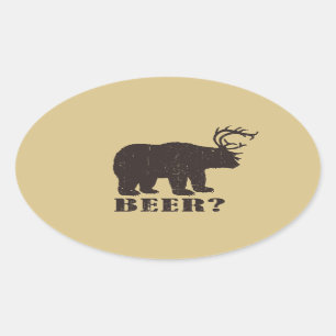 Sticker Ovale Ours + Cerf = Ours ? Drôle Decales de chasse