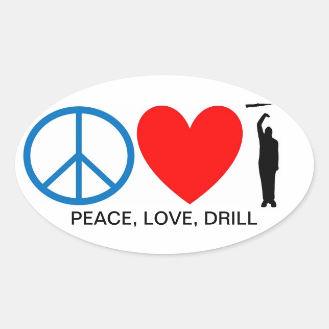 STICKER OVALE PAIX, AMOUR, DRILL (Devant)