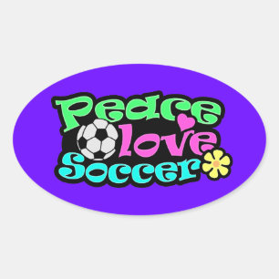 Sticker Ovale Paix, Amour, Football ; Rétro
