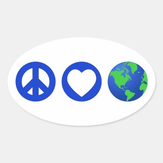 Sticker Ovale Paix amour Terre (Devant)