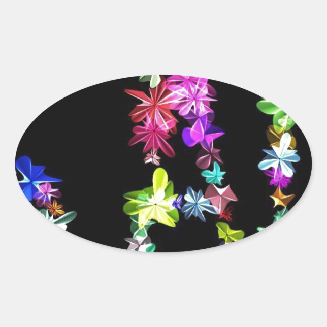 Sticker Ovale "PAIX" dans l'art des fleurs Imprimer (Devant)