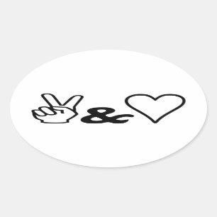 Sticker Ovale Paix et amour