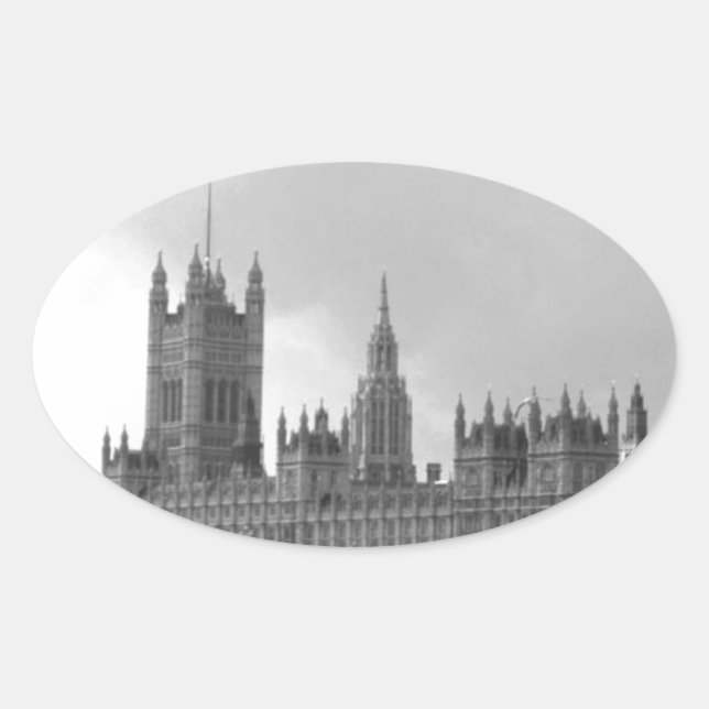 Sticker Ovale Palais blanc noir de Westminster (Devant)