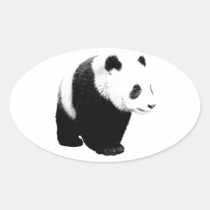 Sticker Ovale Panda noir et blanc