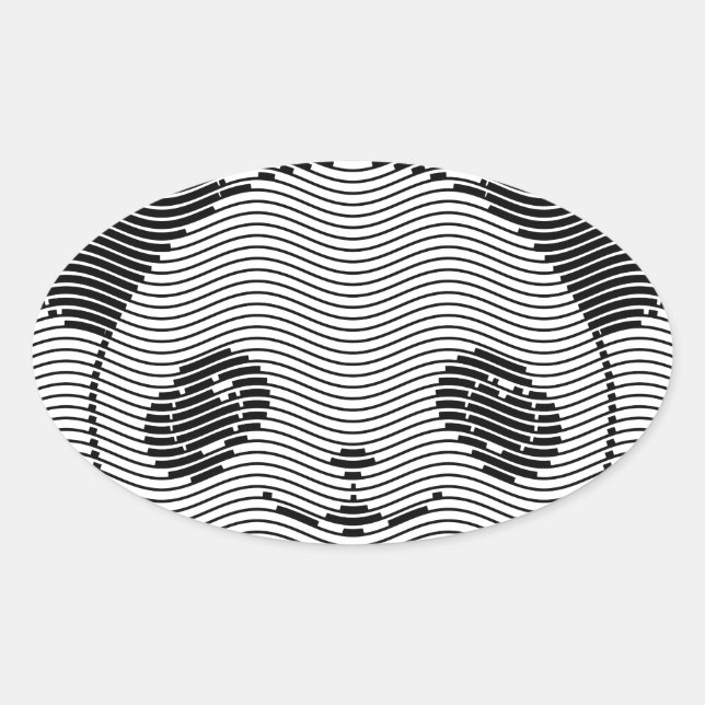 Sticker Ovale Panda Porte Face Sur La Vague Motif (Devant)