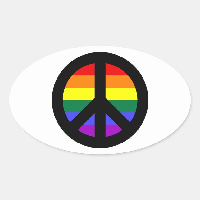Sticker Ovale Panneau de paix Rainbow (Devant)