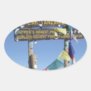 Sticker Ovale Panneau indicateur au sommet du Kilimanjaro kenya