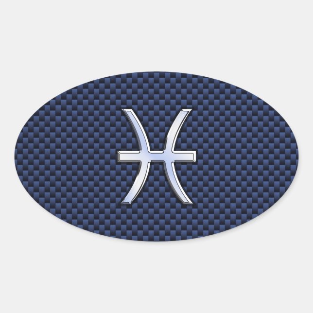 Sticker Ovale Panneau Zodiac Poissons d'argent Impression Fibre  (Devant)