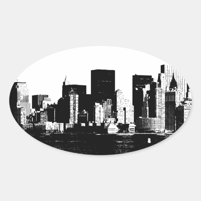 Sticker ovale Panoramique New York City (Devant)
