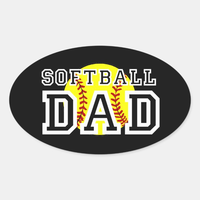 Sticker Ovale Papa du softball (Devant)