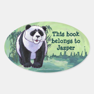 Sticker Ovale Papeterie Panda Bear