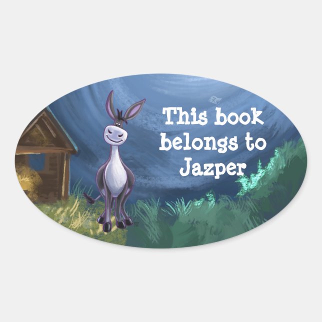 Sticker Ovale Papier Donkey (Devant)