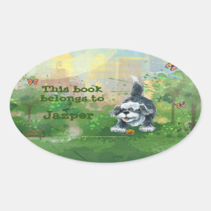 Sticker Ovale Papier Shaggy Sheep Chien