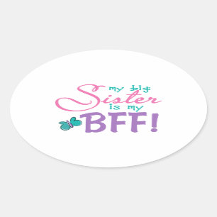 Sticker Ovale Papillon Big Sister BFF