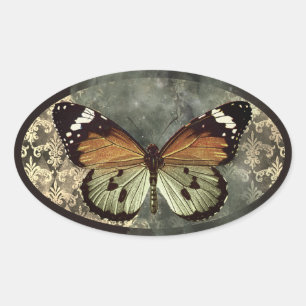 Sticker Ovale Papillon gothique 