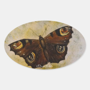 Sticker Ovale Papillon peint Frida Kahlo