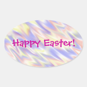 Sticker Ovale Pâques bleu flamand