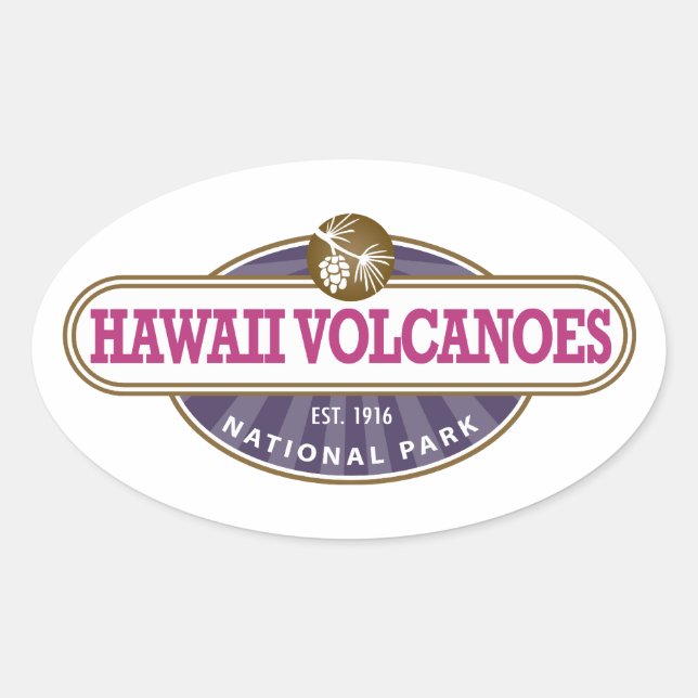 Sticker Ovale Parc national des volcans d'Hawaii (Devant)