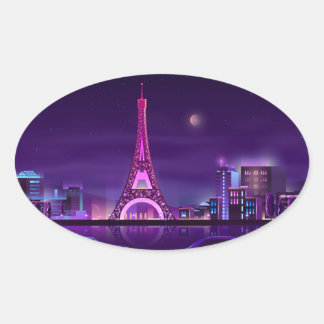 Sticker Ovale Paris at night