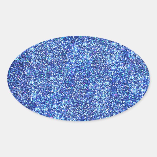 Sticker Ovale Parties scintillant Bleue Apparence Vide Glamour M (Devant)