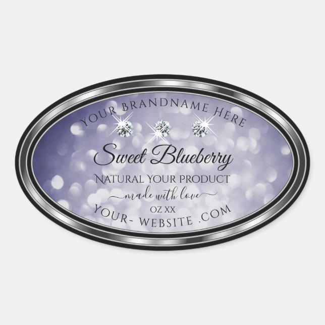 Sticker Ovale Parties scintillant bleue glamour Produits Étiquet (Devant)
