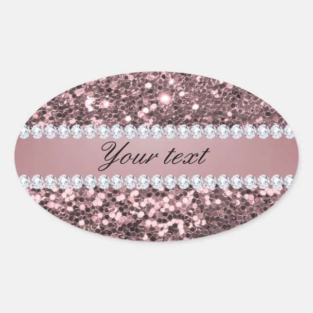 Sticker Ovale Parties scintillant et diamants Gold Faux Rose ten (Devant)