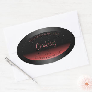 Sticker Ovale Parties scintillant moderne noir et rouge Ombre Ét