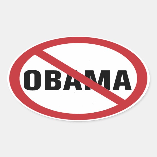 Sticker Ovale Pas d'autocollant Obama (Devant)