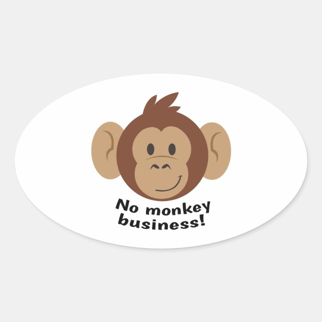 Sticker Ovale Pas de commerce de singes (Devant)