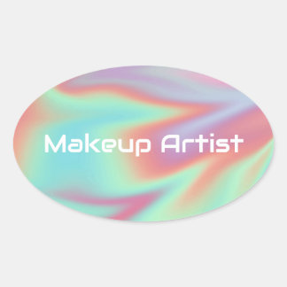 Sticker Ovale Pastel Holographic Swirl Abstract