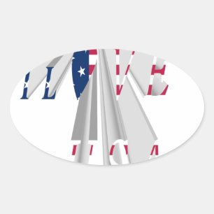 Sticker Ovale Patriotisme effarant : I Love USA Perspective Art