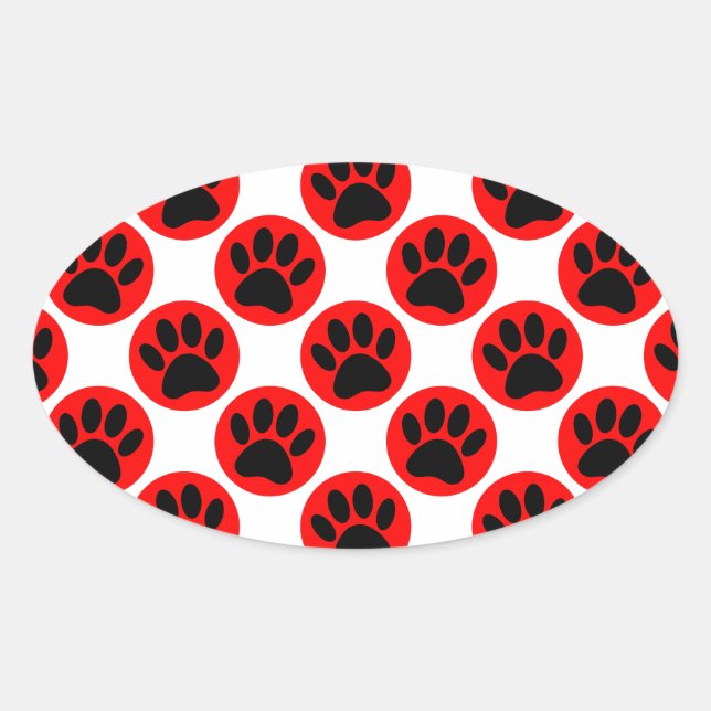 Sticker Ovale Patrouilles De Chien Noir En Pois Rouge (Devant)