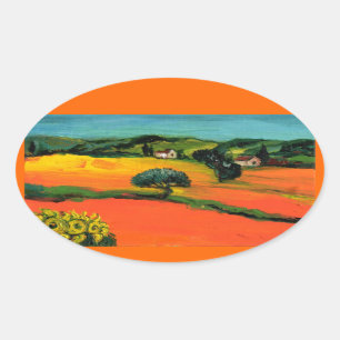 STICKER OVALE PAYSAGE DE TOSCANE