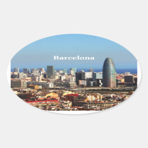 Sticker Ovale Paysage urbain de Barcelone