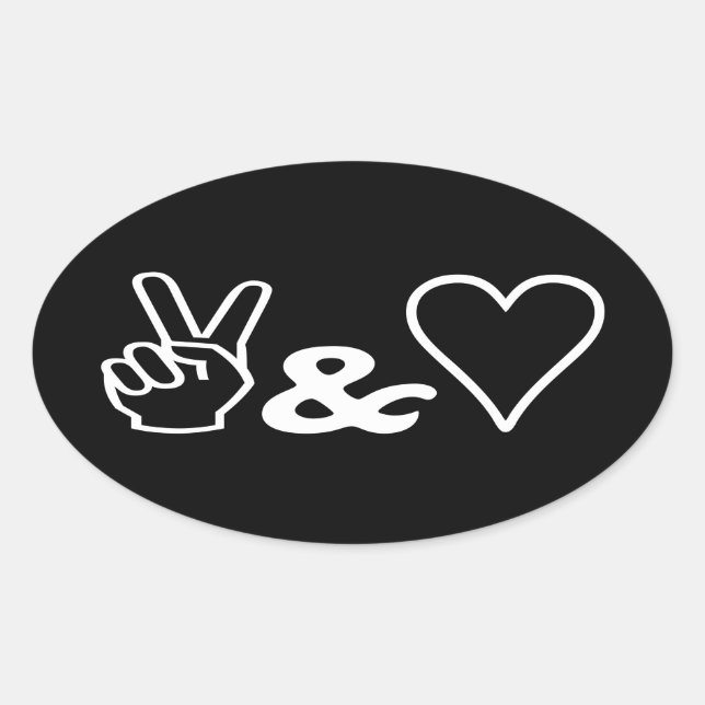 Sticker ovale Peace & Love (Devant)