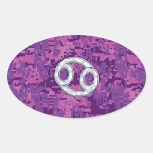 Sticker Ovale Pearle comme cancer Zodiac Connexion Camo numériqu