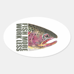 Sticker Ovale Pêche à la truite Plus