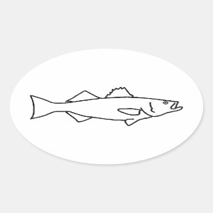 Sticker Ovale Pêche à l'eau salée - Basse rayée