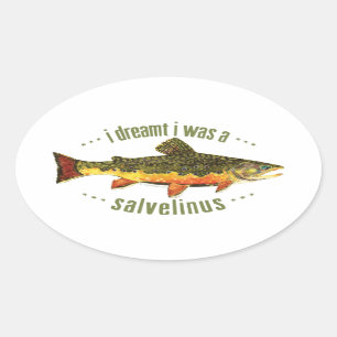 Sticker Ovale Pêche humoristique à la truite