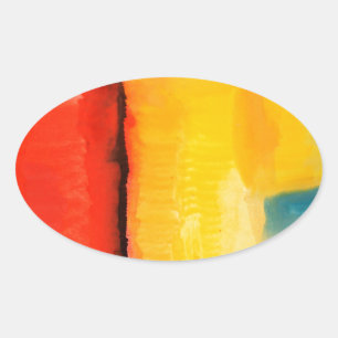 Sticker Ovale Peinture Abstraite rouge moderne