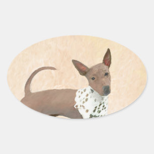 Sticker Ovale Peinture américaine sans poil Terrier - Chien Art