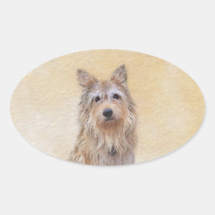 Sticker Ovale Peinture Berger Picard - Joli art original chien