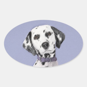 Sticker Ovale Peinture Dalmatienne - Cute Original Chien Art