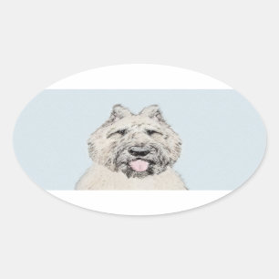 Sticker Ovale Peinture de Bouvier des Flandres - Art original de