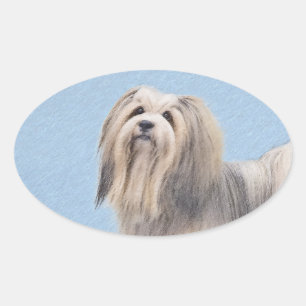 Sticker Ovale Peinture Havanaise (Argent) - Cute Original Chien