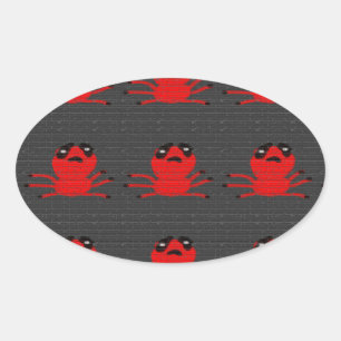 Sticker Ovale Peinture murale Brown Araignée Rouge, Art par Enfa